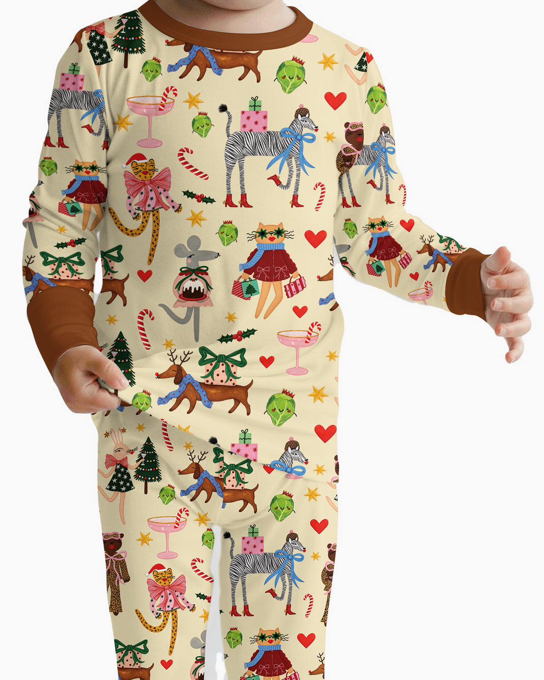 Animals Christmas Bamboo Two Piece Long Sleeve Pajama Set