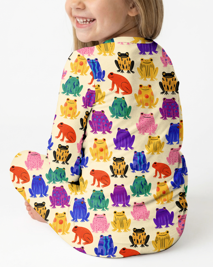 Rainbow Frog Parade Bamboo Two Piece Long Sleeve Pajama Set