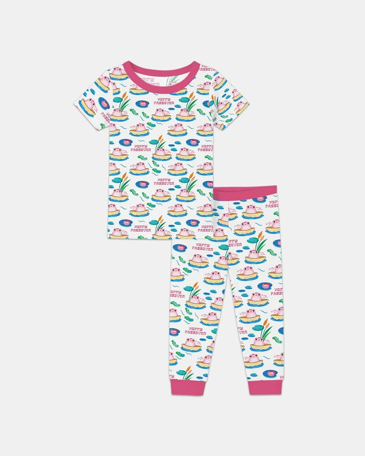 Hoppy Passover Family Matching Bamboo Two Piece Short Sleeve Pajama Set