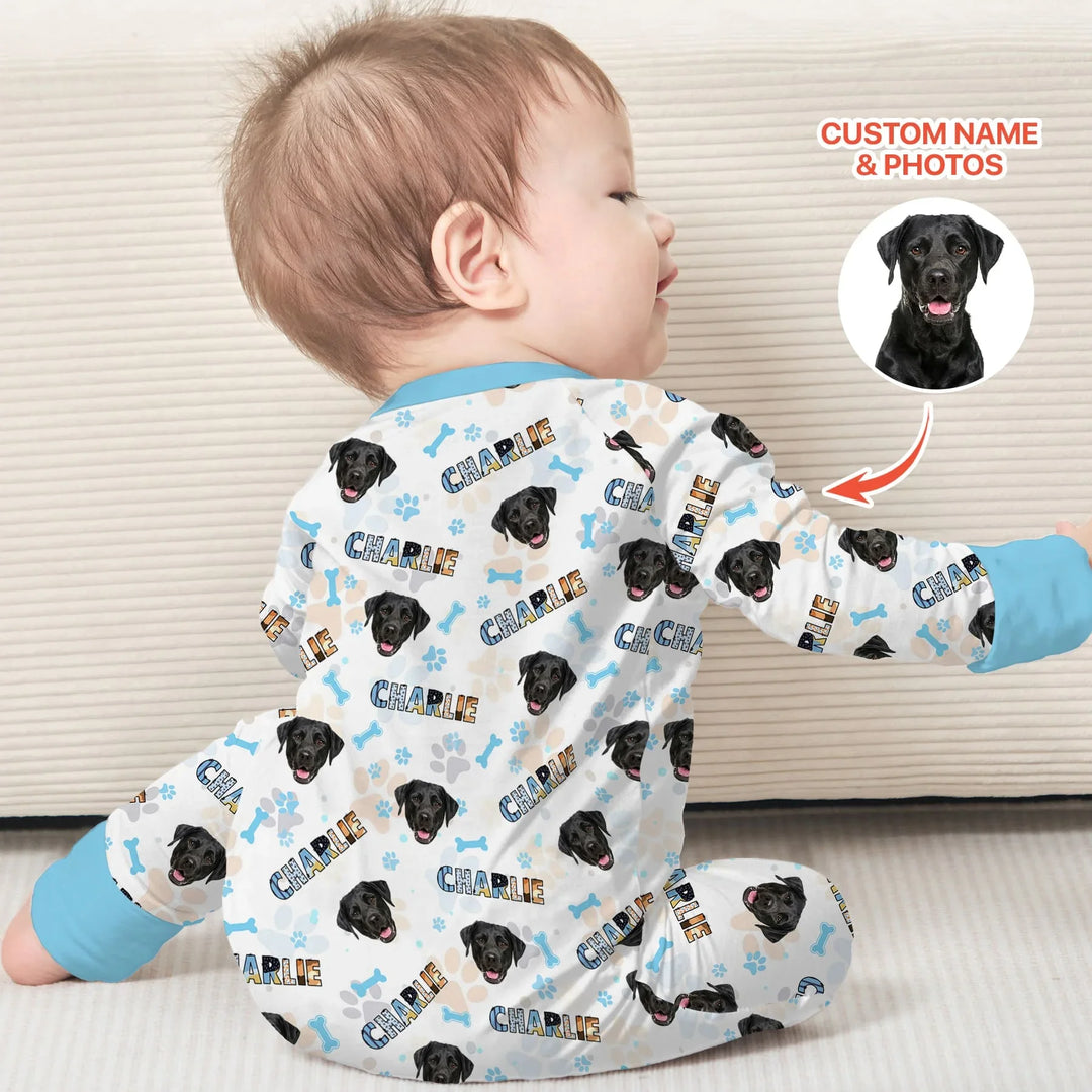 Custom Name Doodle Letters Blue Dog Bamboo Convertible Zippy