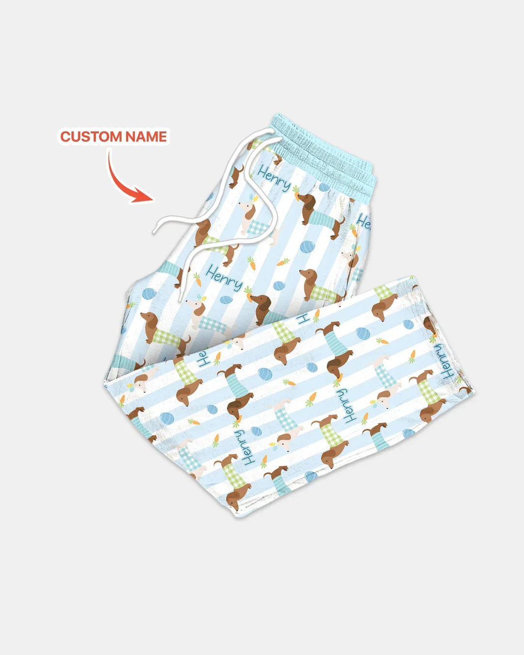Custom Name Easter Dachshunds Family Matching Bamboo Men's Pajama Set