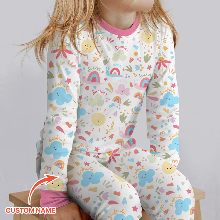 Zweiteiliges Langarm-Pyjama-Set mit Sommerfrüchten