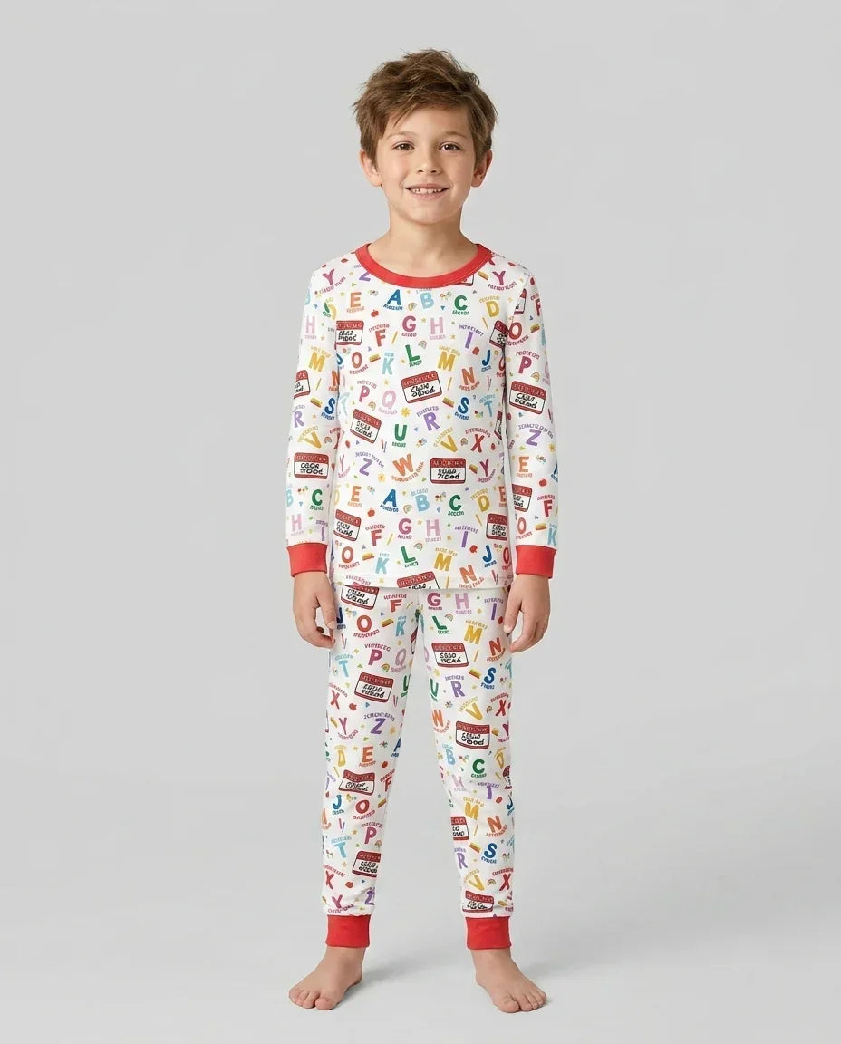 Zweiteiliges Langarm-Pyjama-Set mit Sommerfrüchten