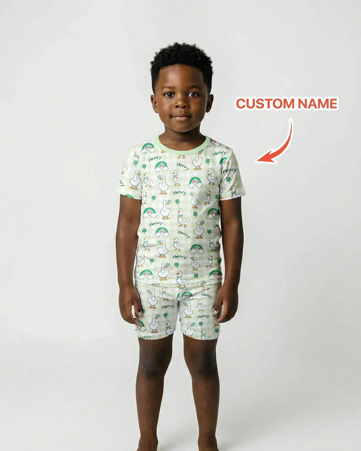 Zweiteiliges Pyjama-Set mit kurzen Ärmeln und Shorts im Sommer-Design