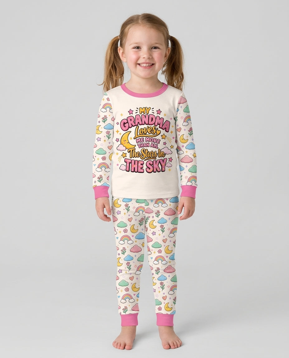 My Grandma Loves Me More Than All The Stars Bamboo Two Piece Long Sleeve Pajama Set