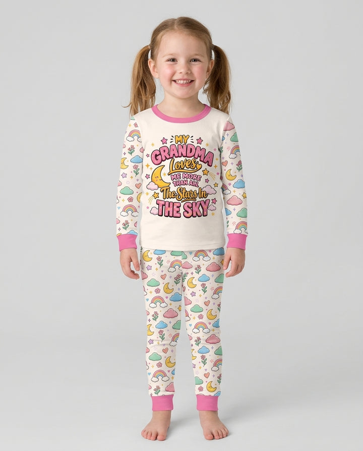 My Grandma Loves Me More Than All The Stars Bamboo Two Piece Long Sleeve Pajama Set