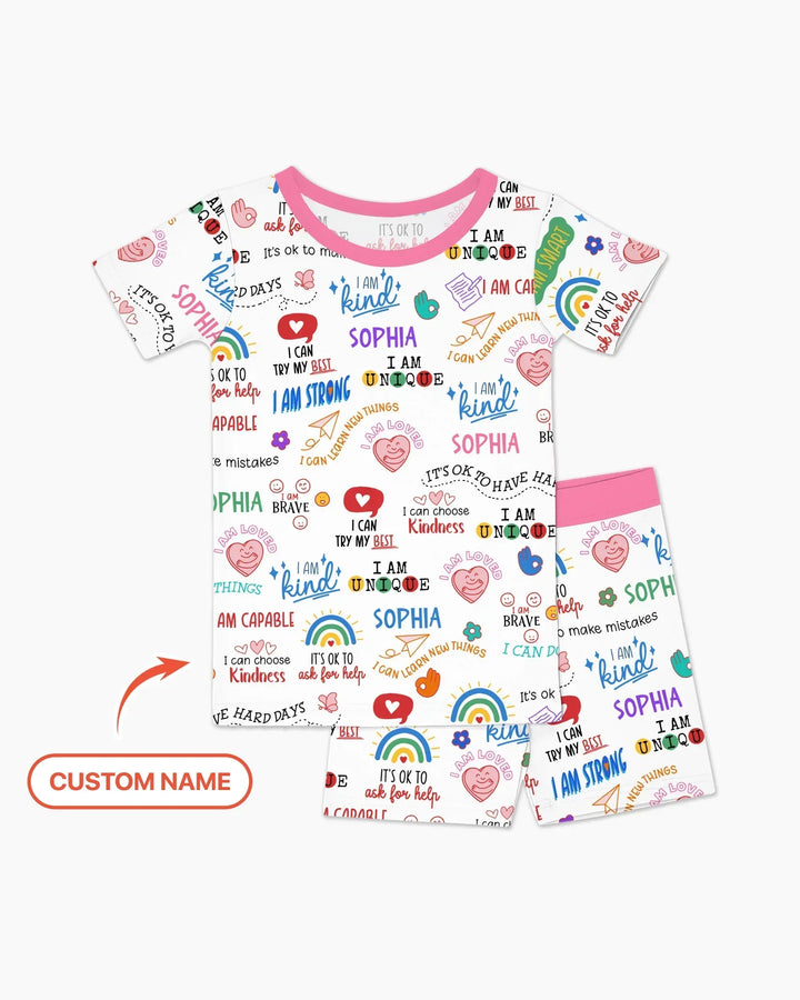 Zweiteiliges Pyjama-Set mit kurzen Ärmeln und Shorts im Sommer-Design