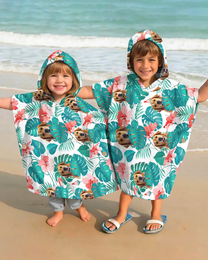 Hawaiianischer Badeponcho für Hunde aus Bambus mit individuellem Foto