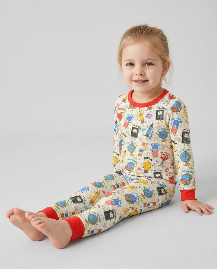 Zweiteiliges Langarm-Pyjama-Set mit Sommerfrüchten