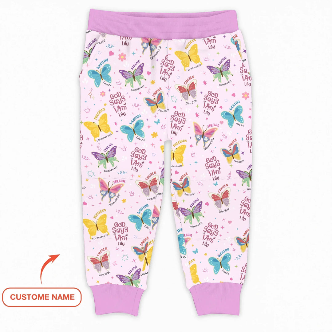 God Says I Am Girl Custom Name Bamboo Jogger