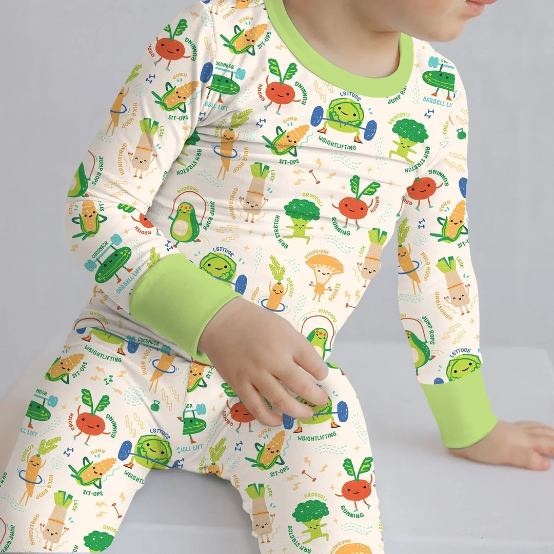 Zweiteiliges Langarm-Pyjama-Set mit Sommerfrüchten