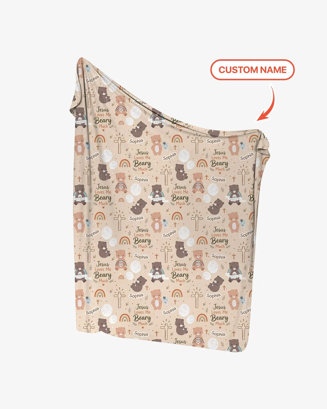 Custom Name Jesus Loves Me Beary Much Swaddle Blanket