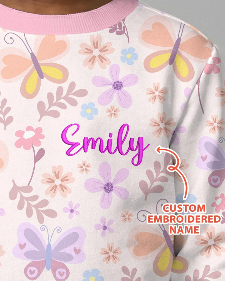 Personalisiertes Schmetterling Bambus Crewneck Sweatshirt mit Stickerei