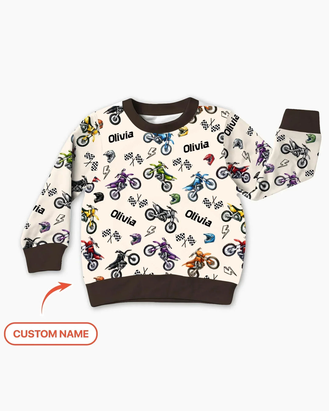 Personalisiertes Little Dirt Bike Rider Bambus Rundhals-Sweatshirt