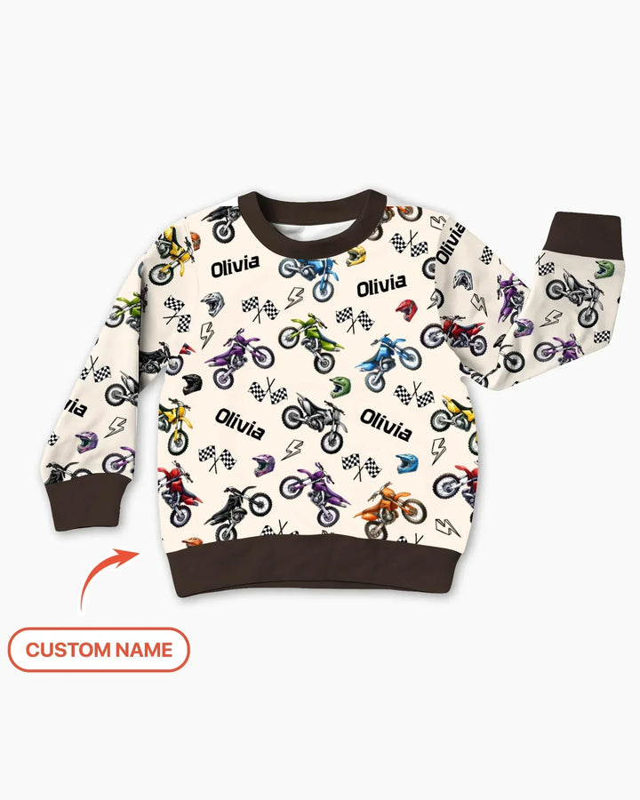 Personalisiertes Little Dirt Bike Rider Bambus Rundhals-Sweatshirt