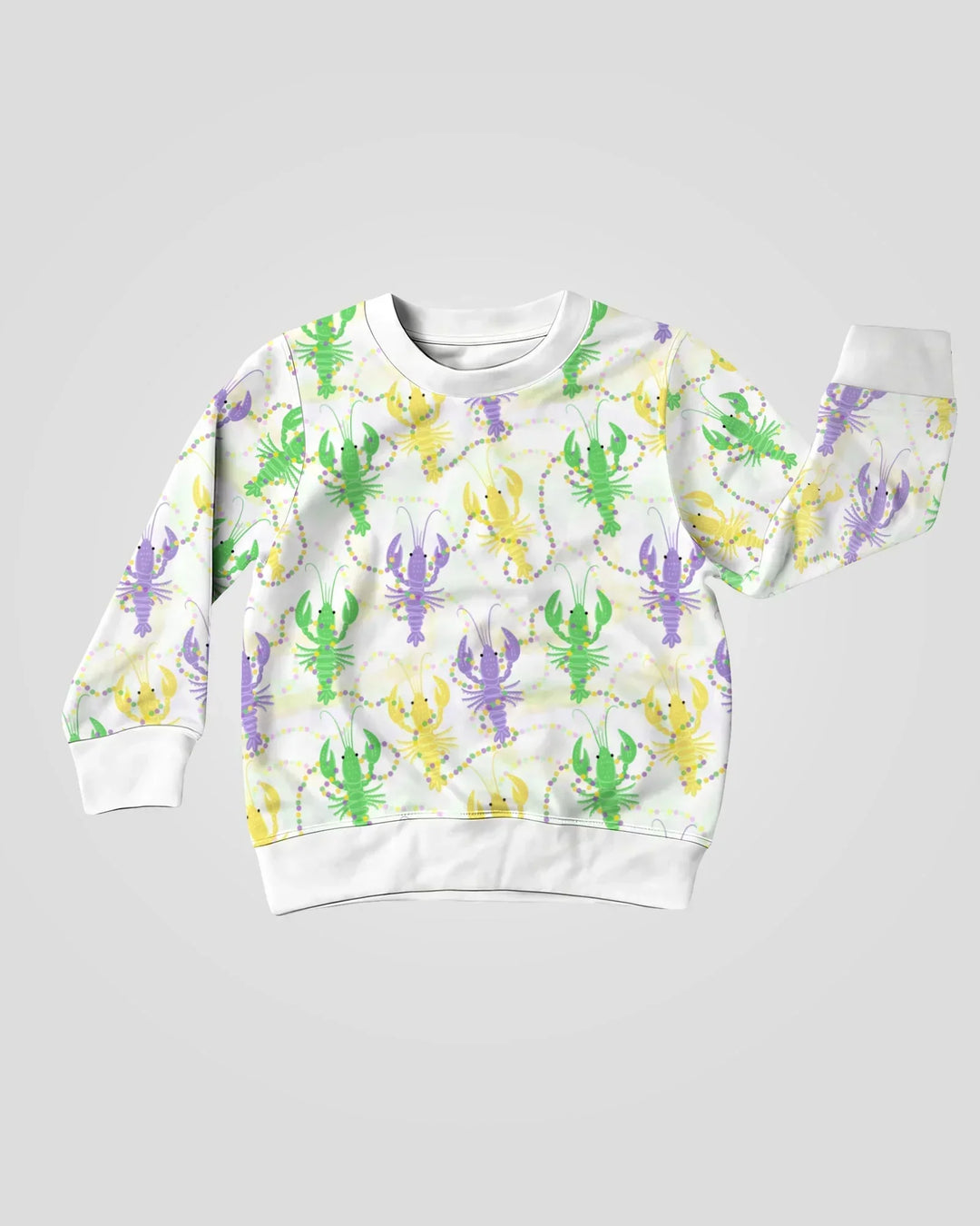 Mardi Gras Flusskrebs Familie Passender Bambus Rundhals-Sweatshirt