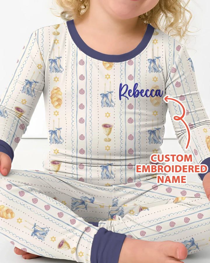 Zweiteiliges Langarm-Pyjama-Set mit Sommerfrüchten