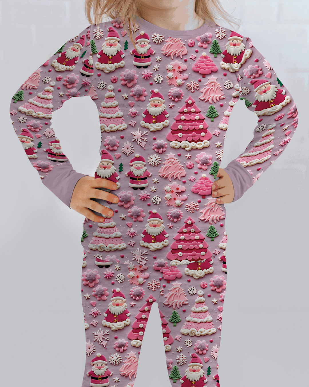 Pink Snowmen Bamboo Two Piece Long Sleeve Pajama Set