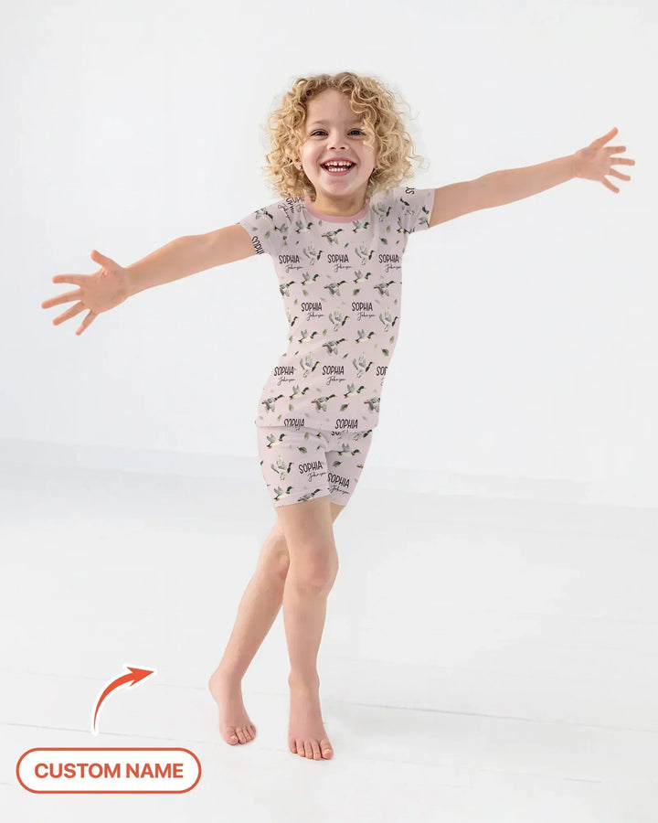 Zweiteiliges Pyjama-Set mit kurzen Ärmeln und Shorts im Sommer-Design