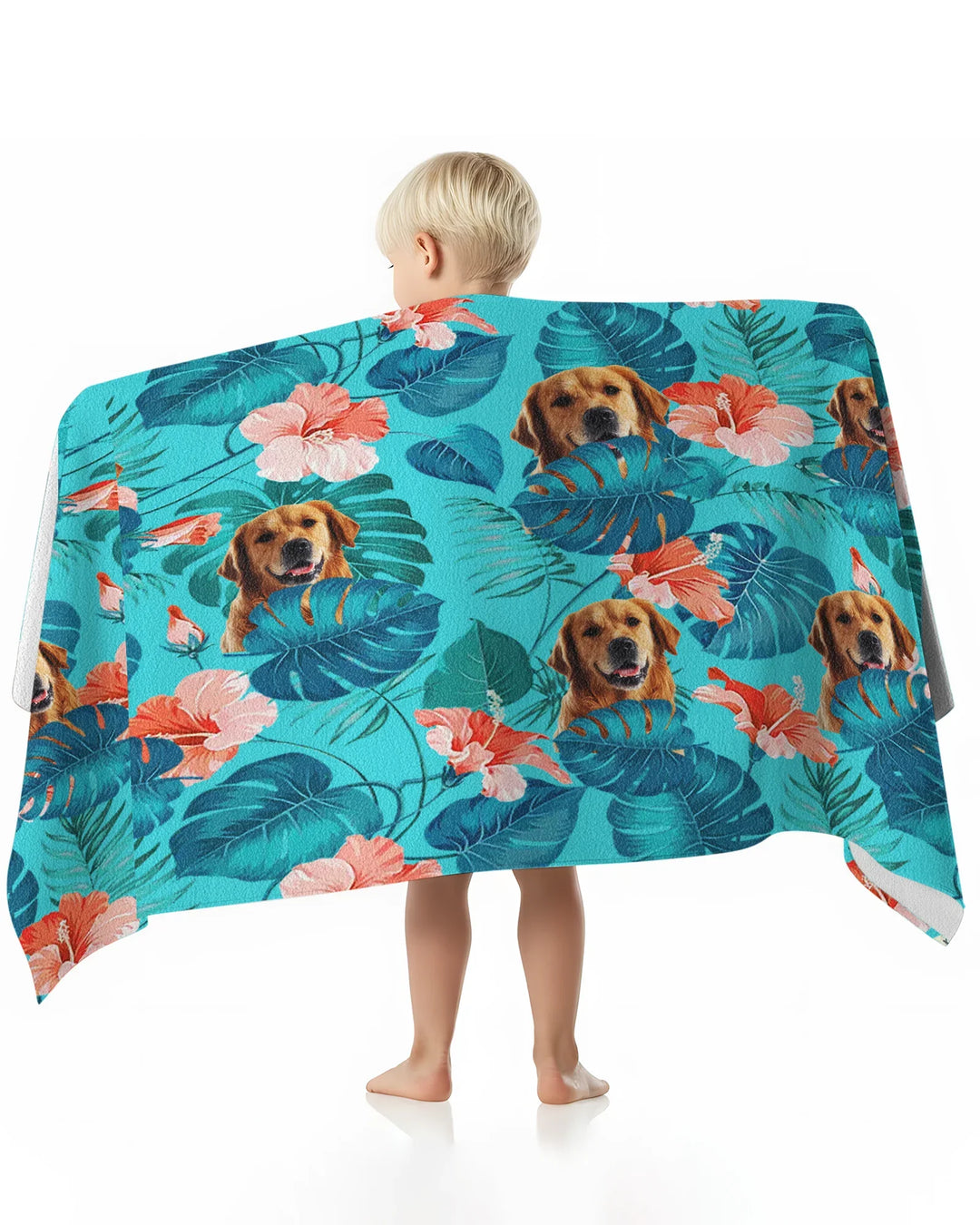 Hawaiian Custom Photo Dog Bamboo Beach Towel