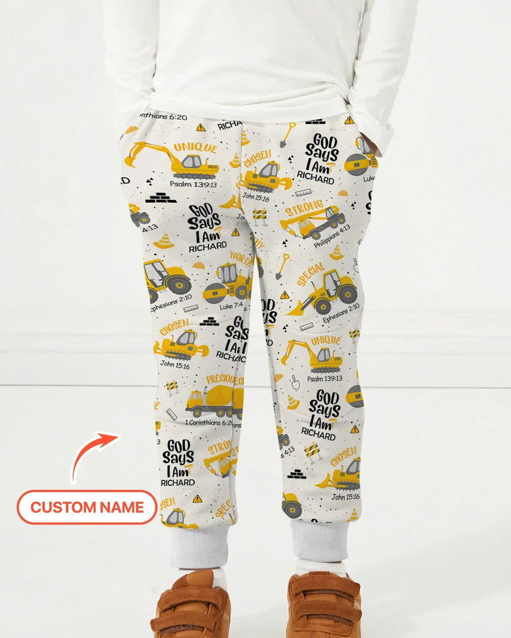 Custom Name God Says I Am Boy Bamboo Jogger