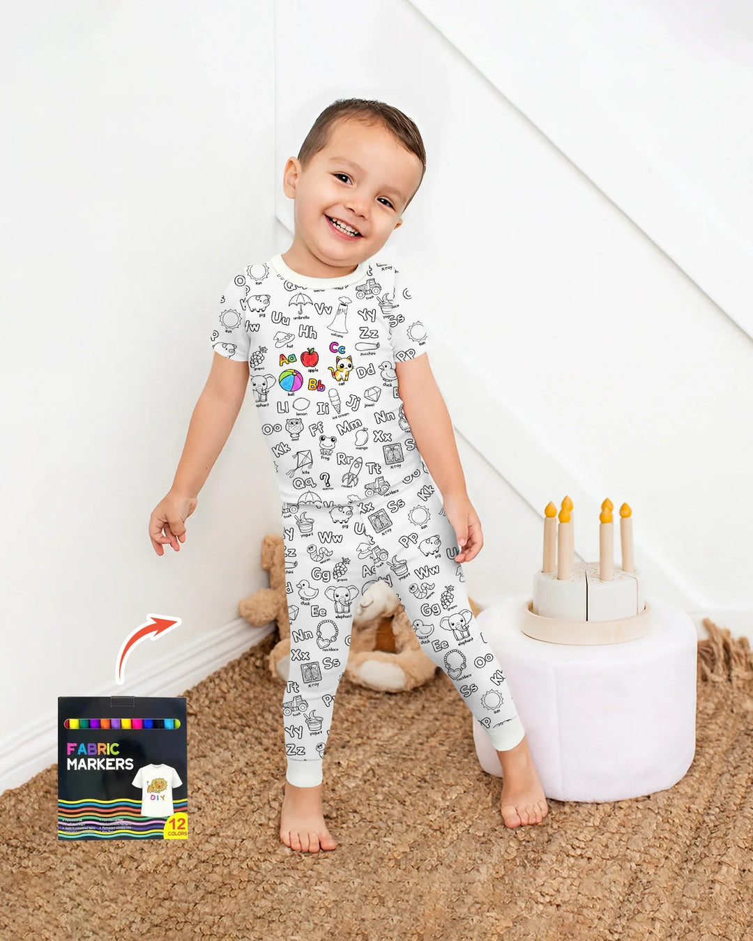 Zweiteiliges, kurzärmliges Pyjama-Set mit Marienkäfern