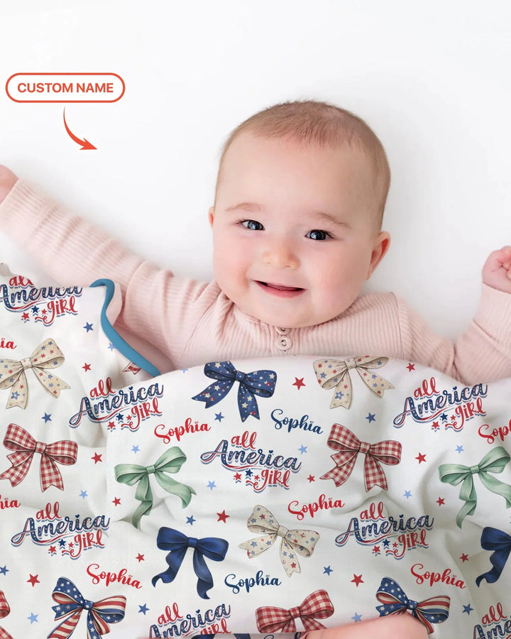 Custom Name All American Girl Bamboo Blanket