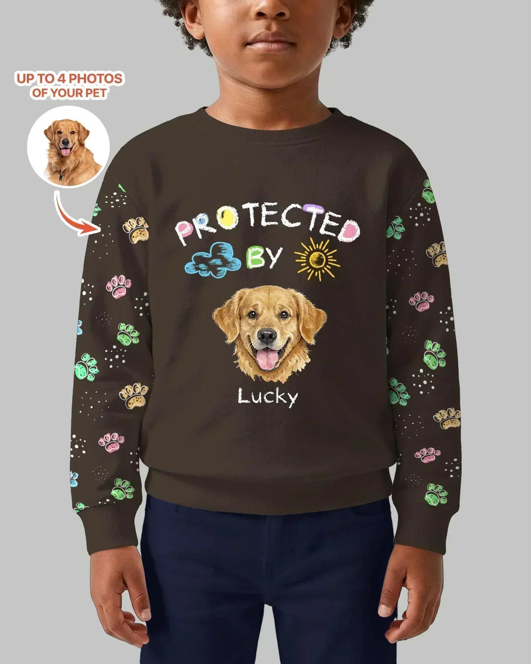 Personalisierbares Foto-Bambus-Rundhals-Sweatshirt „Protected By“