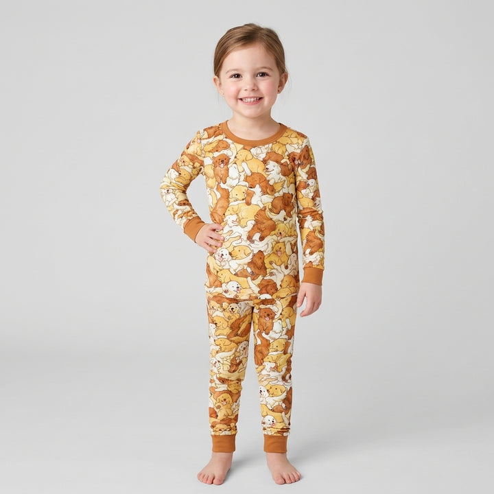 Puppy Pile Bamboo Two Piece Long Sleeve Pajama Set