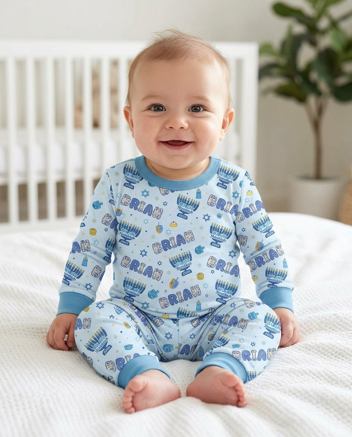 Zweiteiliges Langarm-Pyjama-Set mit Sommerfrüchten