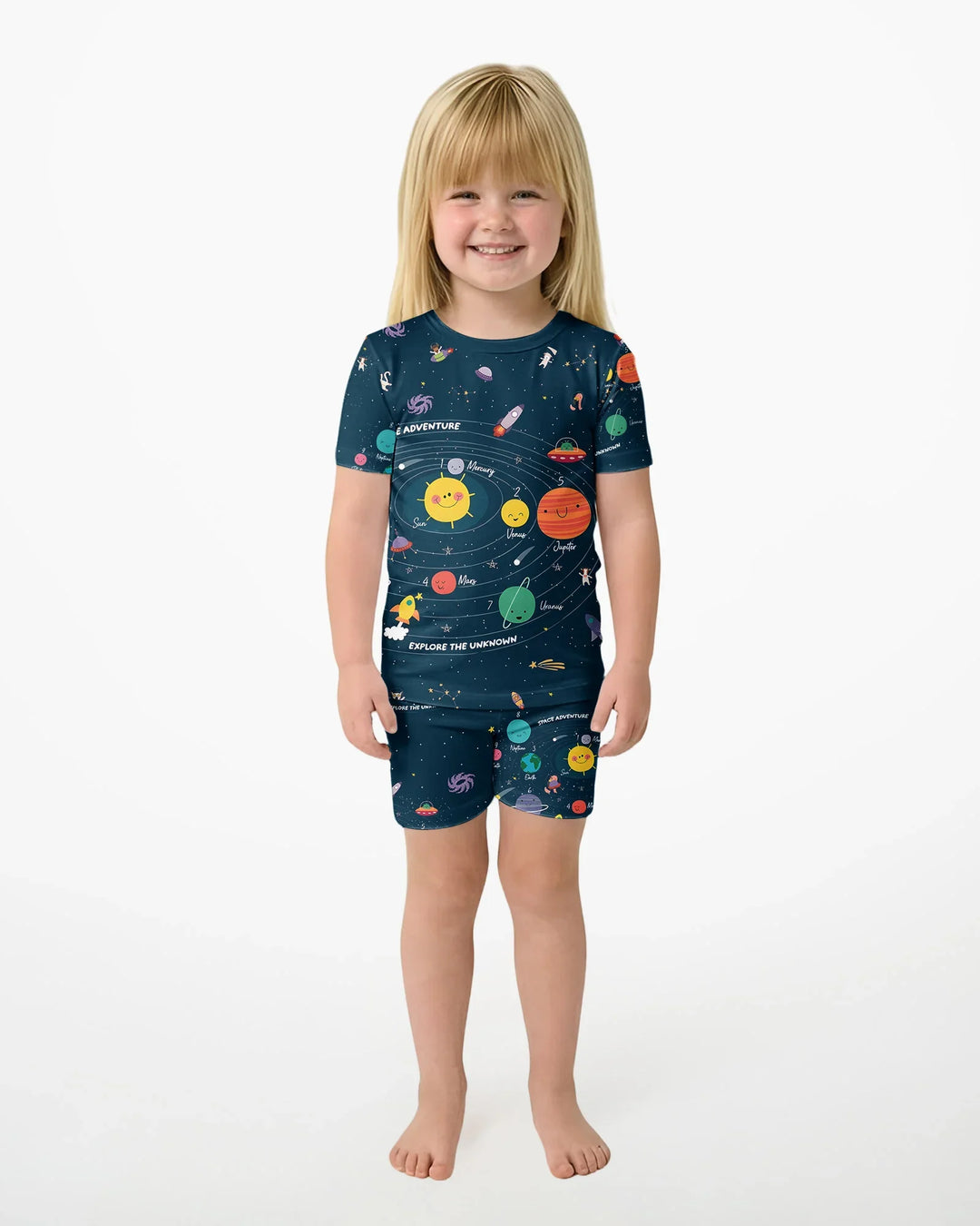 Schlafanzug-Set zweiteilig, kurze Ärmel, kurze Hose, Bambus