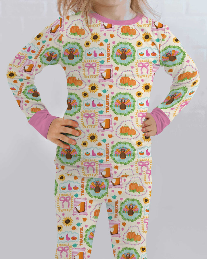 Sweet Thanksgiving Harvest Bamboo Two Piece Long Sleeve Pajama Set