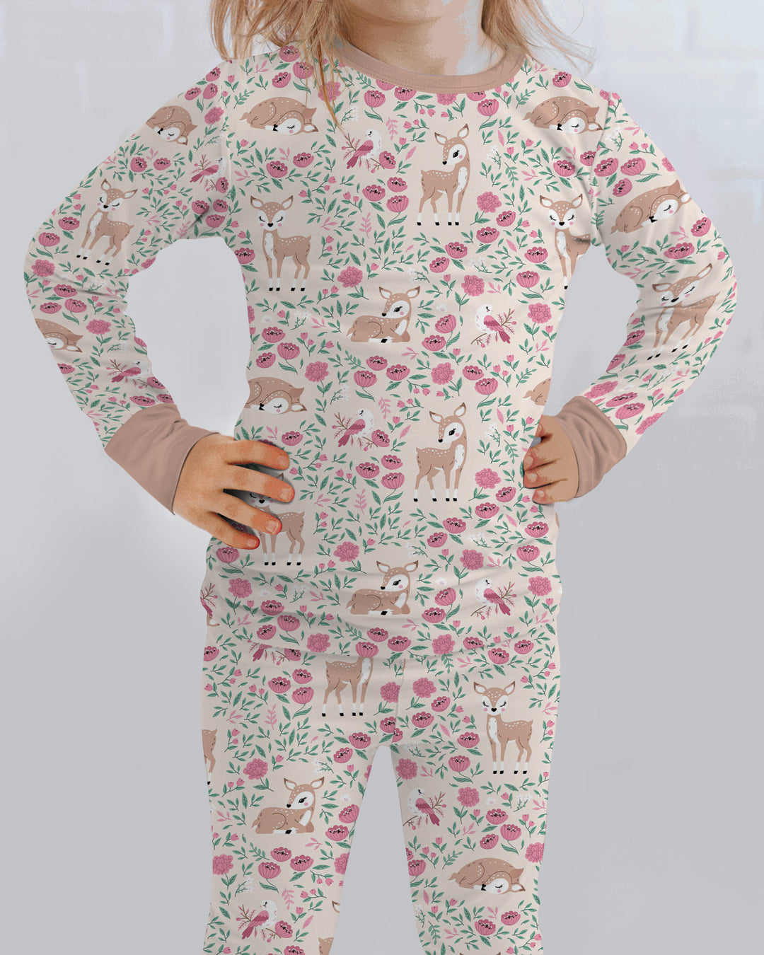 Little Deer Meadow Bamboo Two Piece Long Sleeve Pajama Set