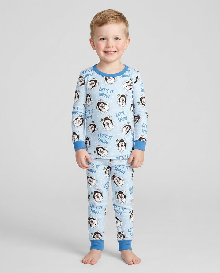 Funny Snowman Bamboo Two Piece Long Sleeve Pajama Set