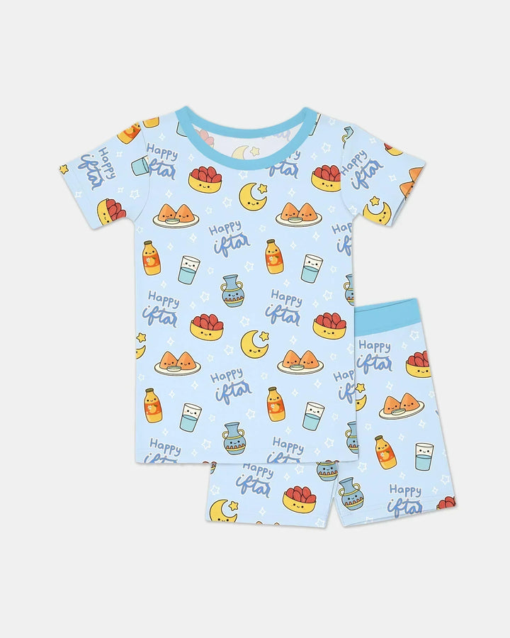 Iftar Party Bamboo Two Piece Short Sleeve Shorts Pajama Set