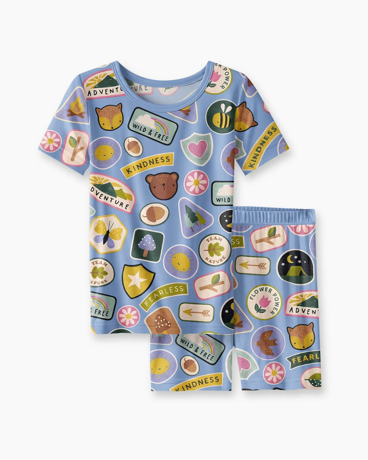 Schlafanzug-Set zweiteilig, kurze Ärmel, kurze Hose, Bambus