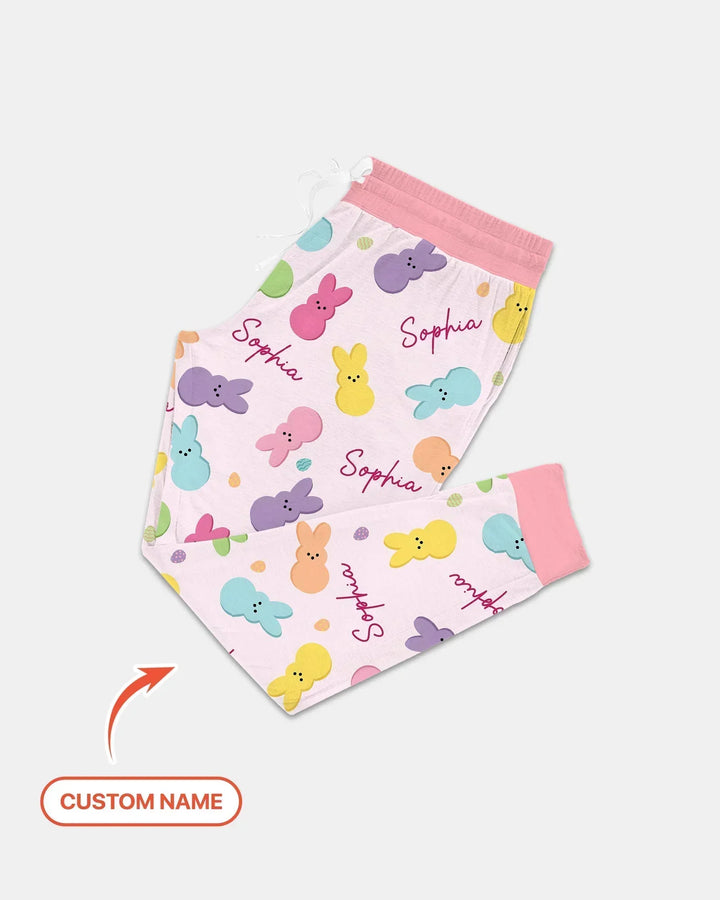 Personalisiertes Osterhasen-Familien-Schlafanzug-Set aus Bambus für Damen