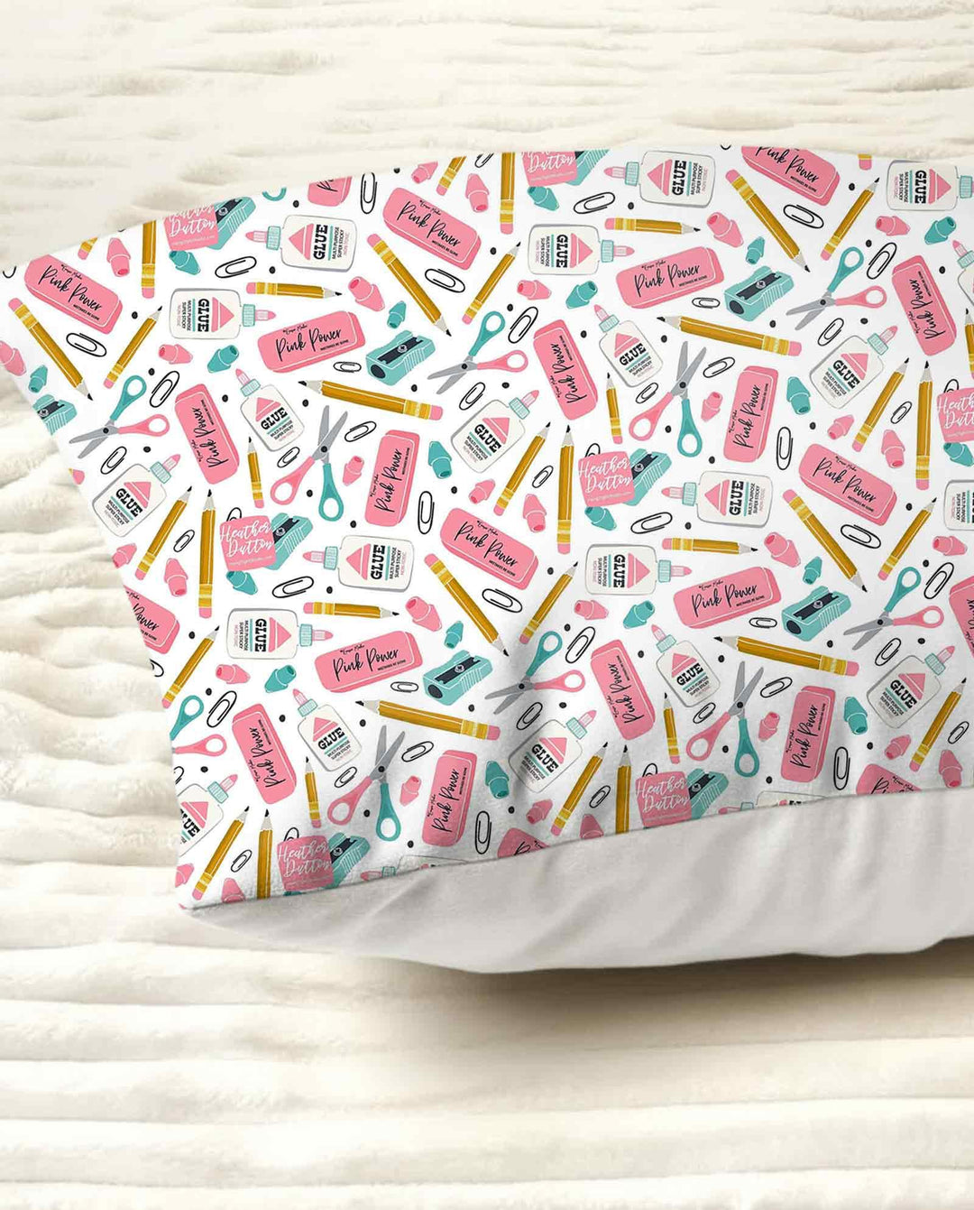 Pink Power School Supplies Bamboo Pillow Case