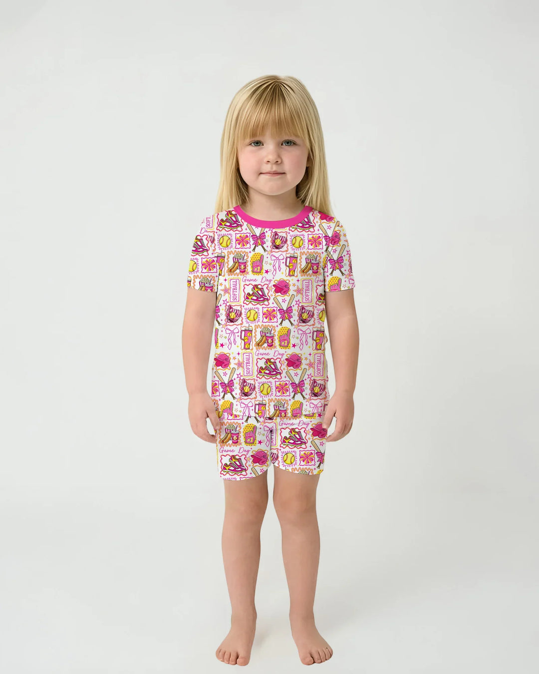 Template Zweiteiliges Pyjama-Set mit kurzen Ärmeln und Shorts