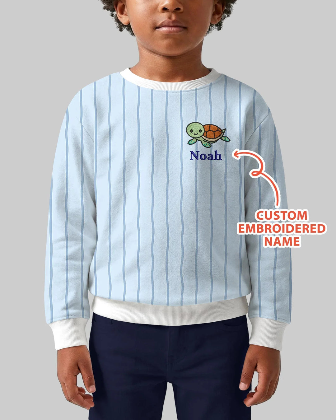 Individuell bestickter Name Meeresleben Bambus-Rundhals-Sweatshirt
