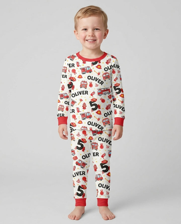 Zweiteiliges Langarm-Pyjama-Set mit Sommerfrüchten