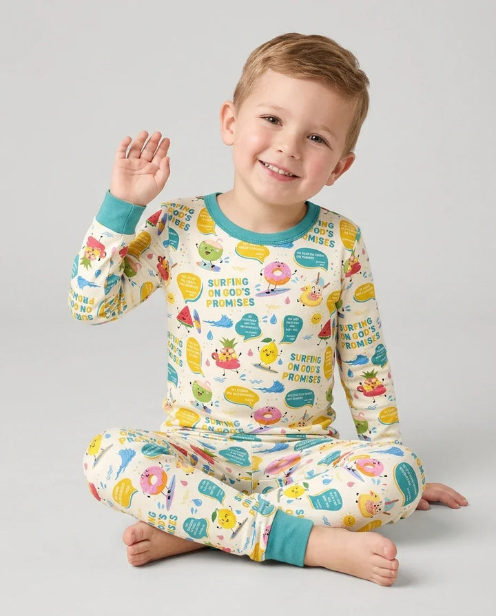 Zweiteiliges Langarm-Pyjama-Set mit Sommerfrüchten