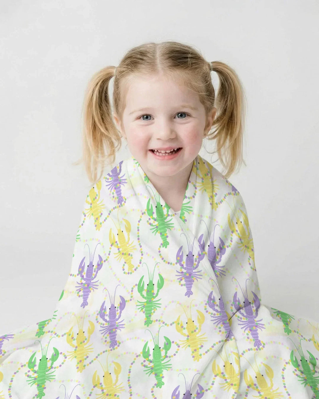 Mardi Gras Crawfish Family Matching Bamboo Blanket