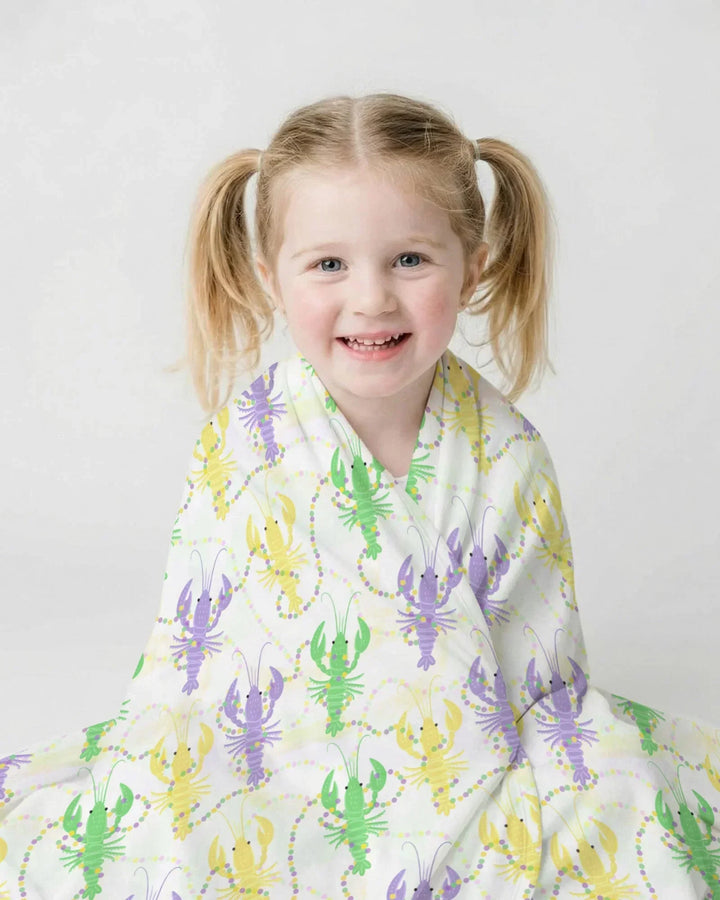 Mardi Gras Crawfish Family Matching Bamboo Blanket