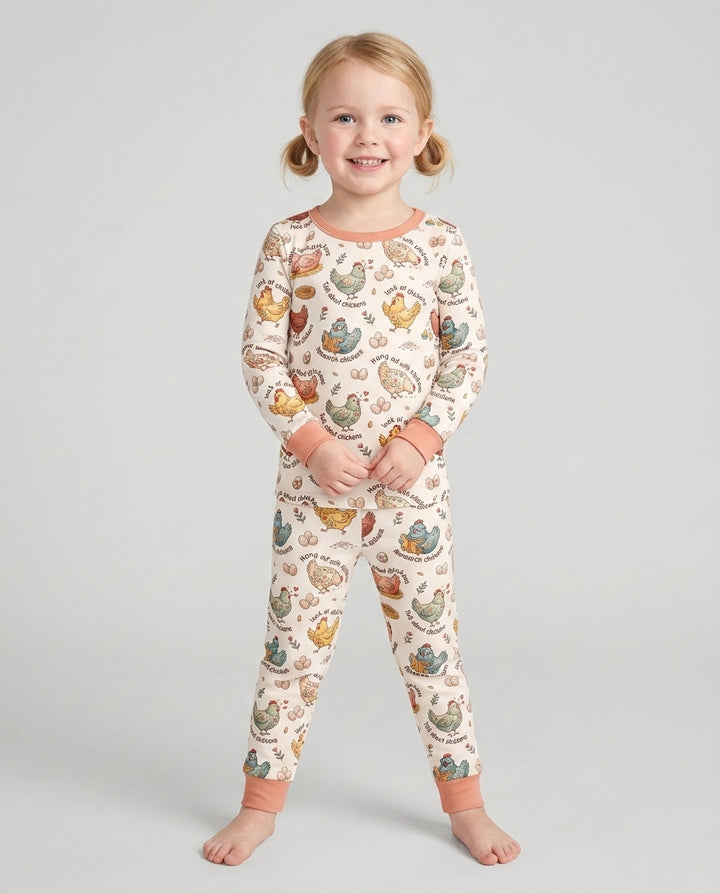 Zweiteiliges Langarm-Pyjama-Set mit Sommerfrüchten