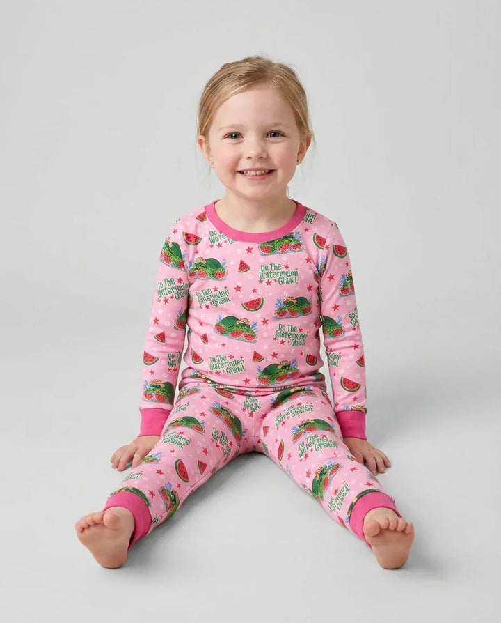 Watermelon Turtle Family Matching Bamboo Two Piece Long Sleeve Pajama Set