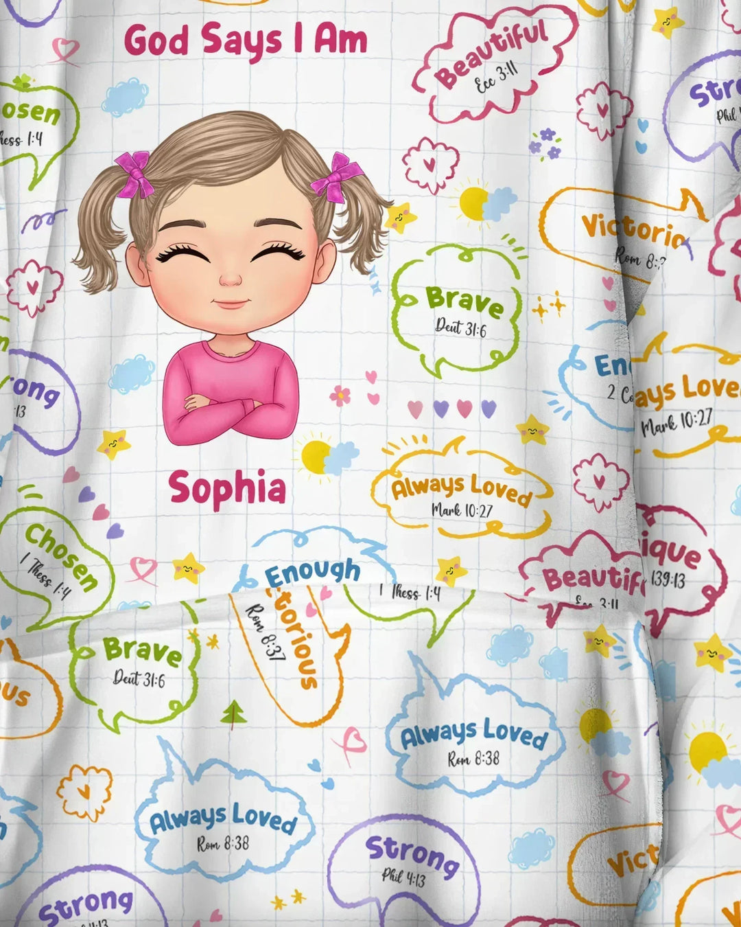 Personalisierter Gott sagt, ich bin – Baby Mädchen Bambusdecke Hoodie