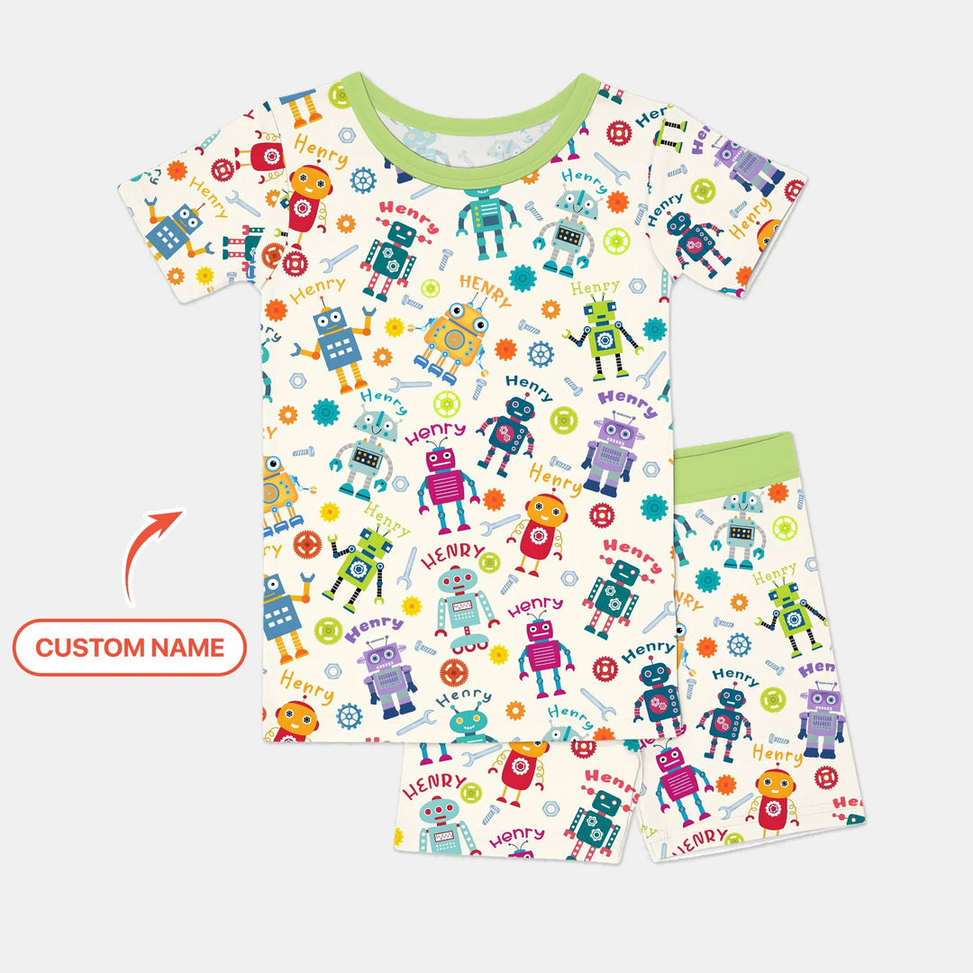 Zweiteiliges Pyjama-Set mit kurzen Ärmeln und Shorts im Sommer-Design