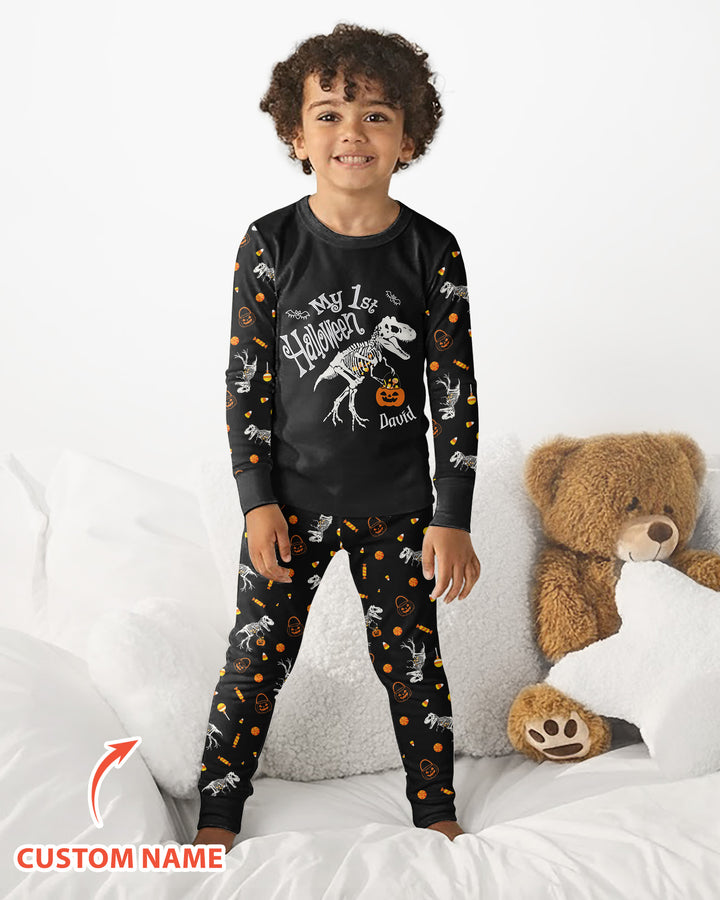 My First Halloween Dinosaur  Bamboo Two Piece Long Sleeve Pajama Set