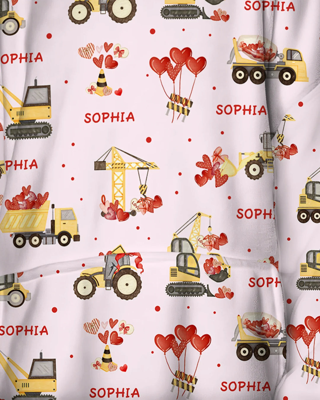 Personalisierter Name Valentinstag Trucks Family Matching Bambus Decken-Hoodie